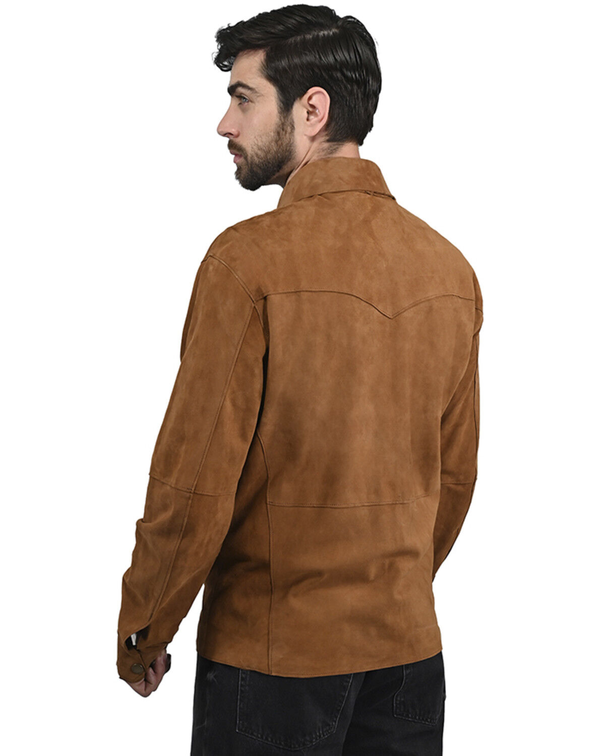 Image #4 - Frye Men's Solid Suede Snap Western Shirt, Tan, hi-res