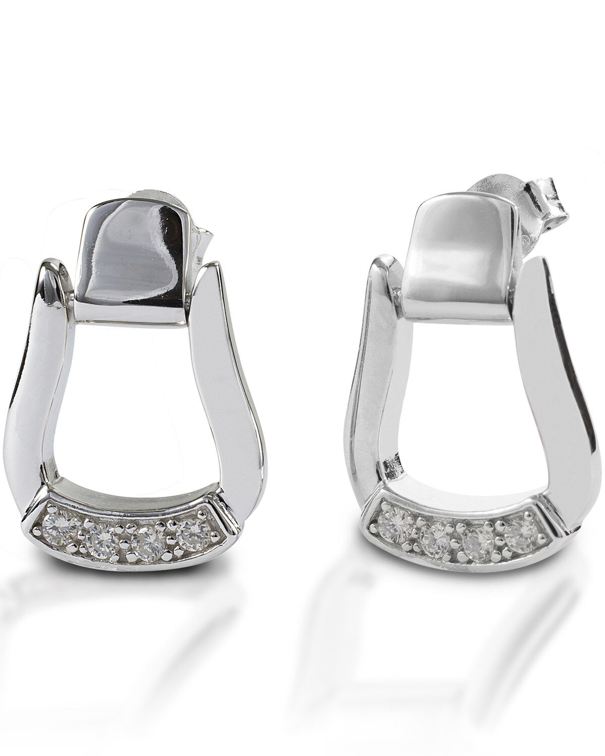 Image #1 - Kelly Herd Women's Oxbow Stirrup Post Back Earrings, Silver, hi-res