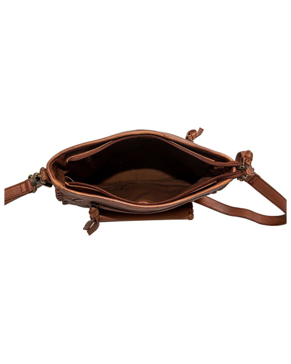 Image #6 - Myra Bag Women's Santa Clara Canyon Stitched Hairon Leather Crossbody Bag, Brown, hi-res