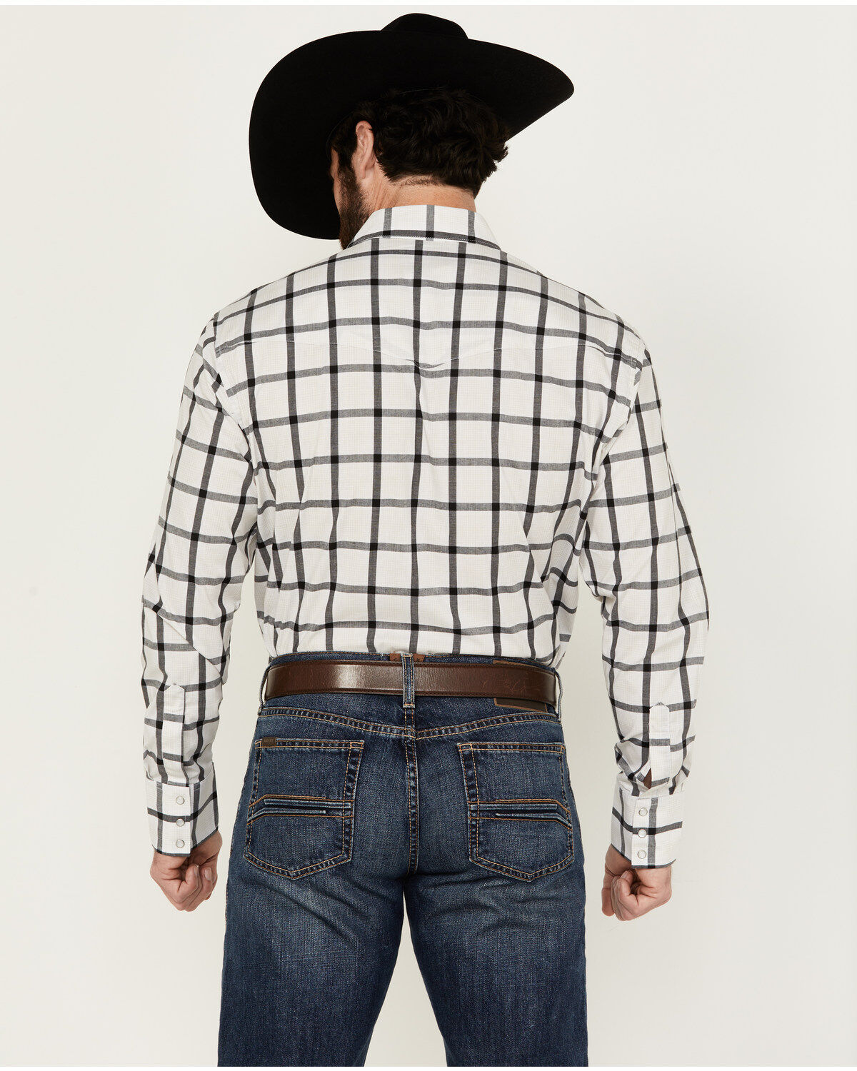 Image #4 - Wrangler Men's Plaid Print Long Sleeve pearl Snap Stretch Western Shirt, White, hi-res