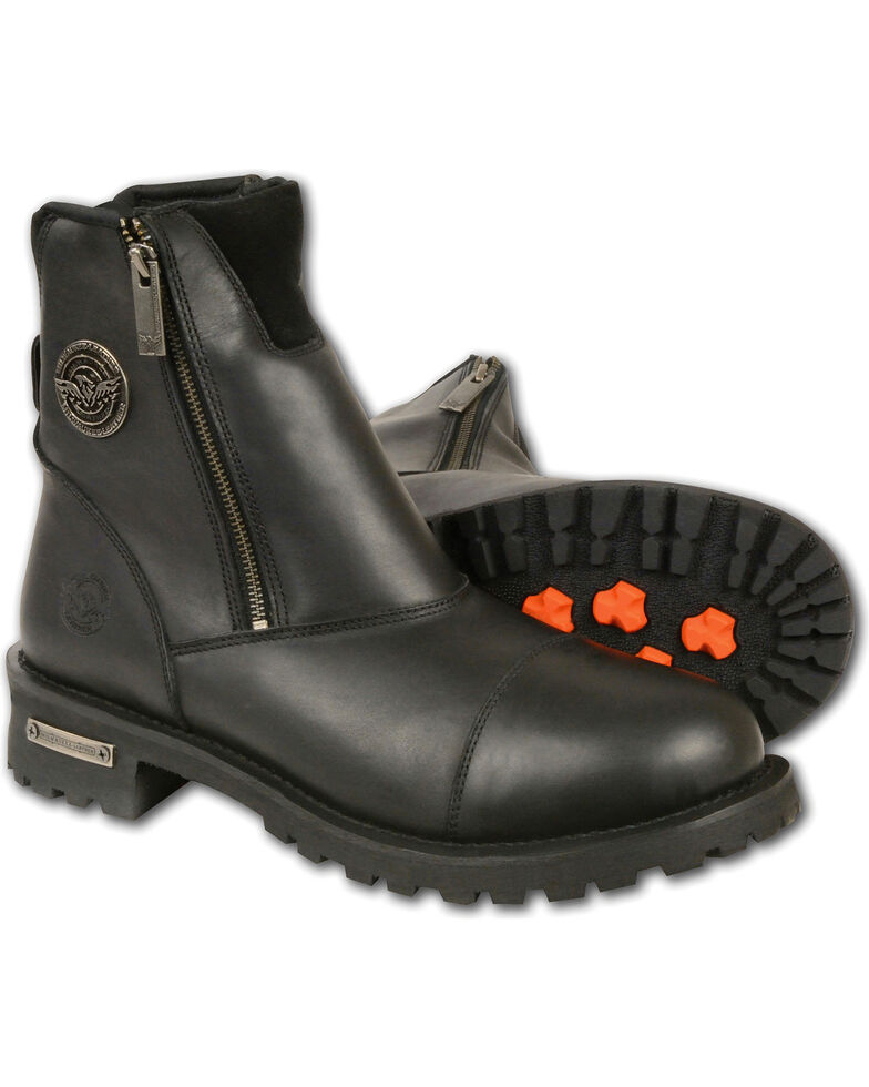 Milwaukee Leather Men's Super Clean Double Sided Zipper Boots Round