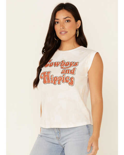 Shyanne Women's Cowboys & Hippies Graphic Rolled Short Sleeve Tee , White, hi-res