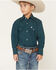 Image #1 - Ely Walker Boys' Solid Long Sleeve Snap Western Shirt, Teal, hi-res