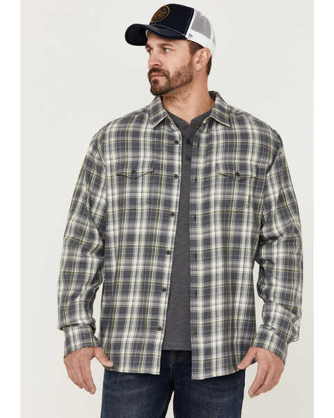 Brothers & Sons Men's Plaid Long Sleeve Button-Down Western Shirt , Charcoal, hi-res