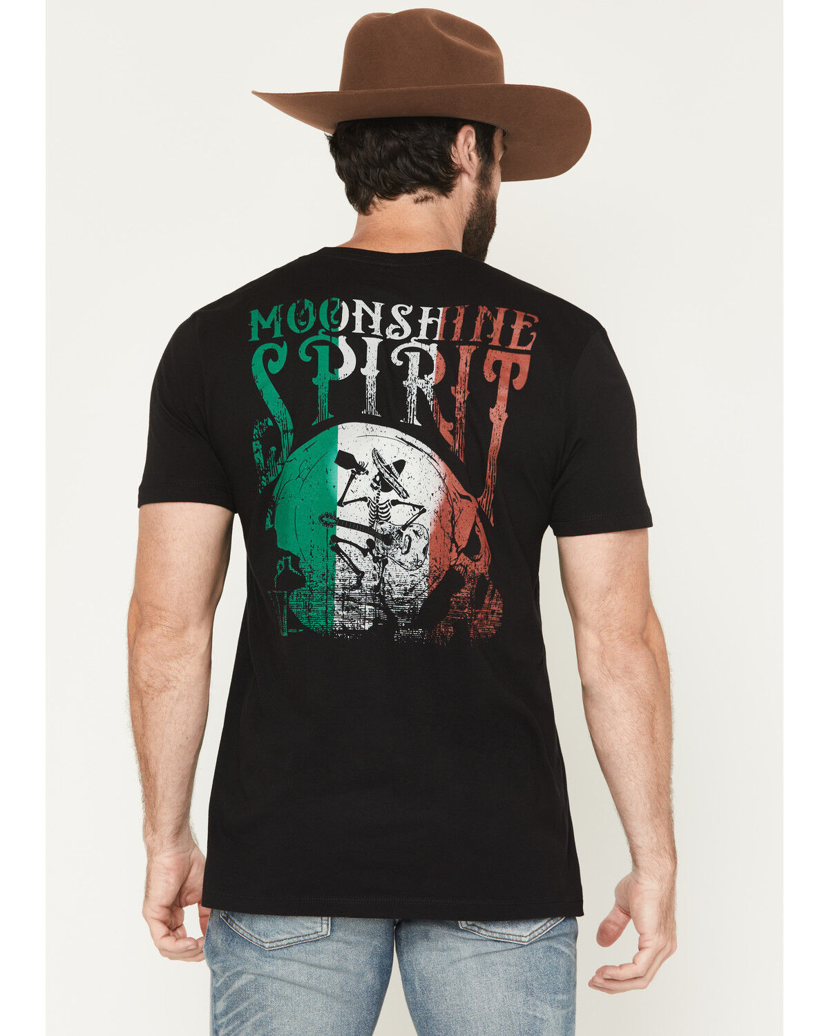 Image #1 - Moonshine Spirit Men's Mexico Skeleton Short Sleeve Graphic T-Shirt, Black, hi-res