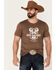 Rodeo Ranch Men's Heather Brown Outdoors Graphic Short Sleeve T-Shirt , Brown, hi-res
