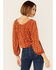 Image #3 - Wild Moss Women's Floral Off The Shoulder Tie-Front Top, Rust Copper, hi-res