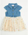 Image #1 - Sugar California Infant Girls' Denim and Tulle Gold Star Dress, Multi, hi-res