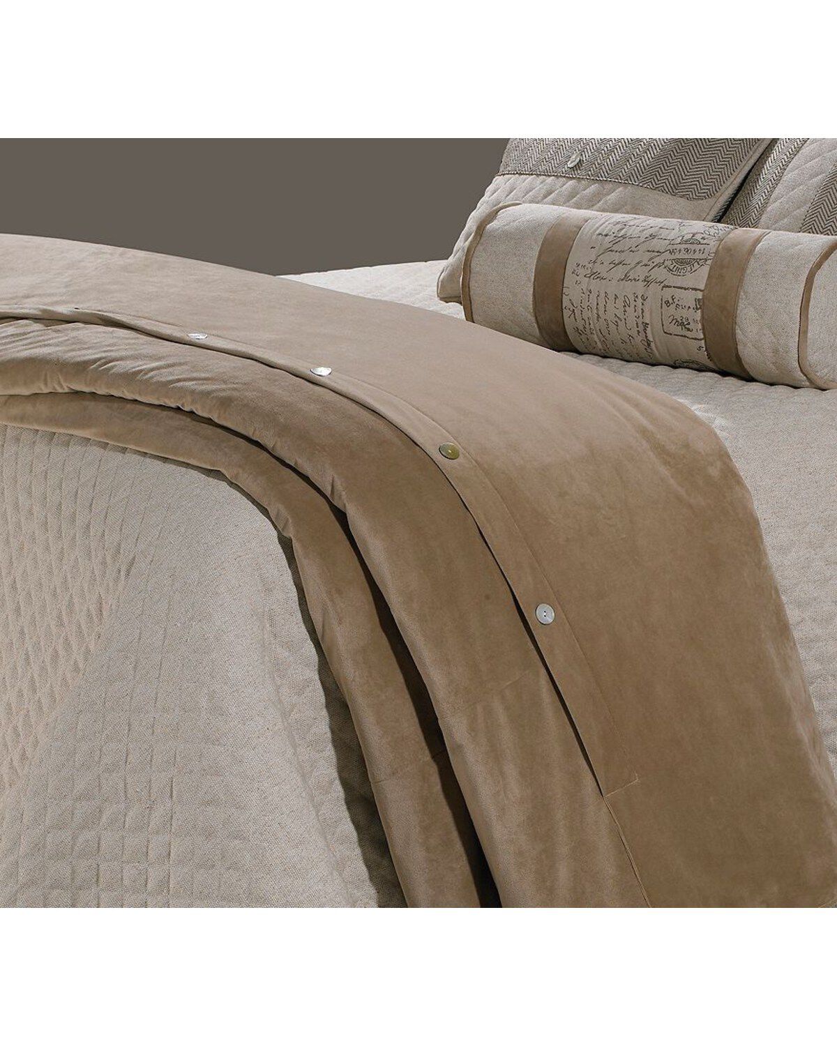 HiEnd Accents Velvet Queen Duvet Cover, Sand, hi-res