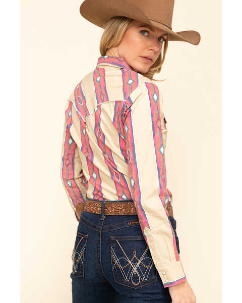 Image #2 - Wrangler Retro Women's Tan Southwestern Long Sleeve Western Shirt, , hi-res