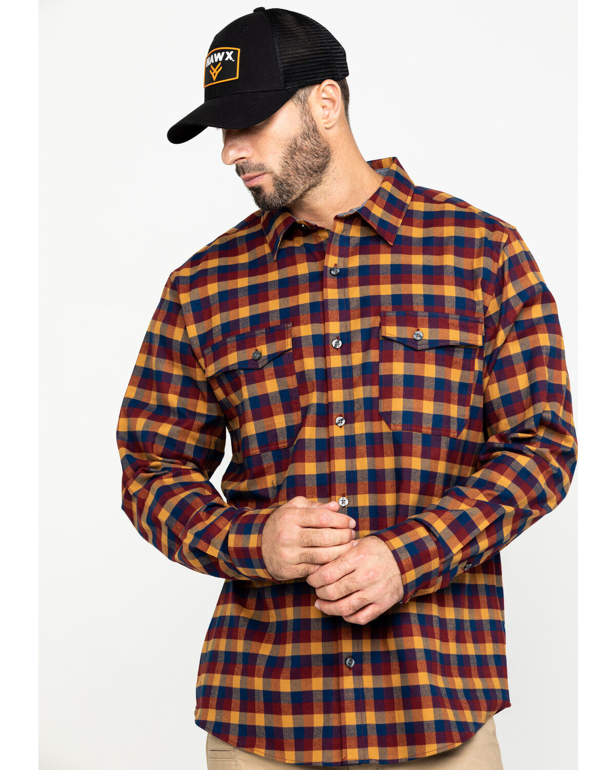 Image #3 - Hawx Men's Multi Fashion Stretch Plaid Flannel Long Sleeve Work Shirt , , hi-res