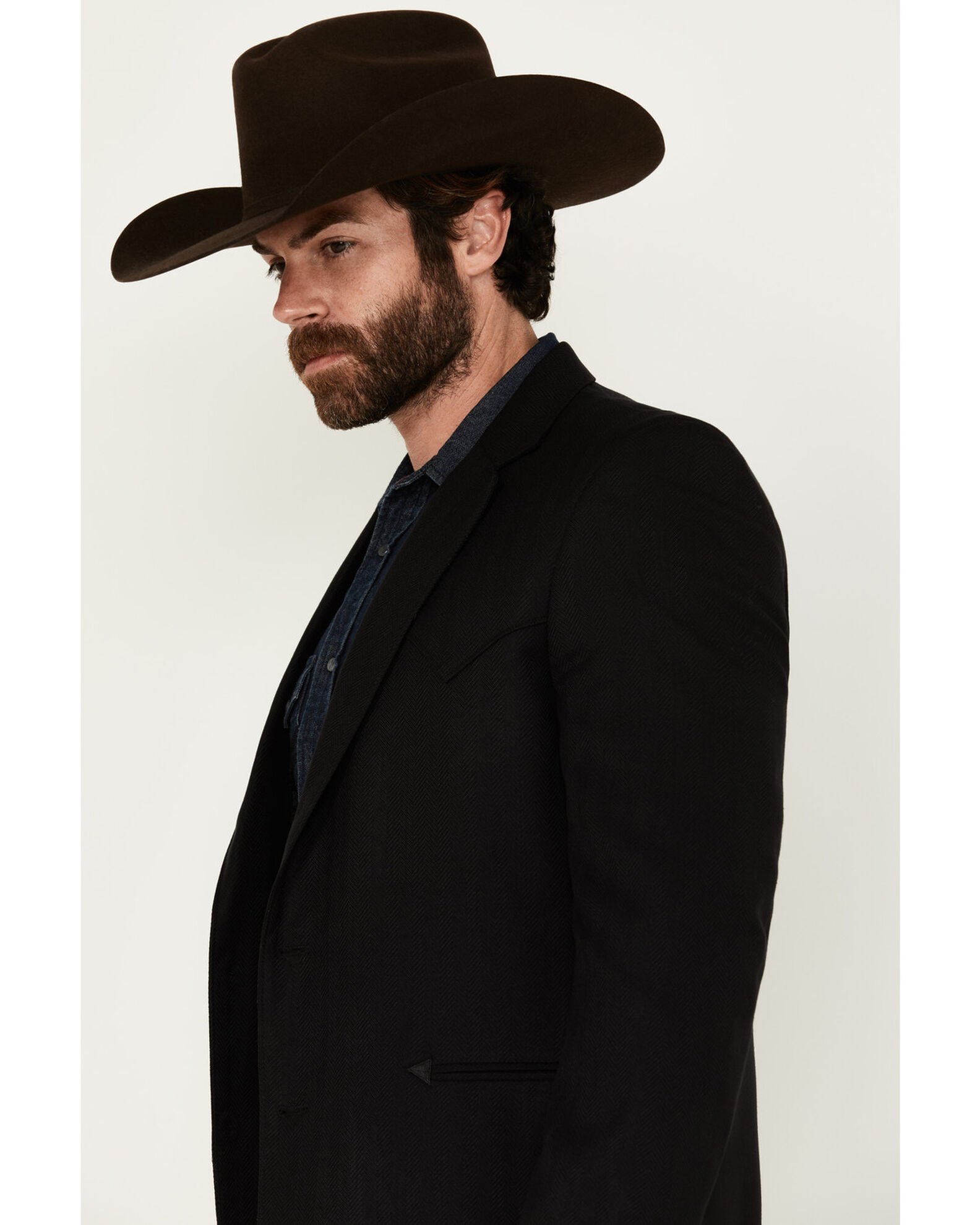 Image #2 - Circle S Men's Herringbone Western Sportcoat, Black, hi-res