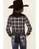 Image #4 - Roper Girls' Plaid Print Fancy Applique Yoke Long Sleeve Snap Western Shirt, Black, hi-res