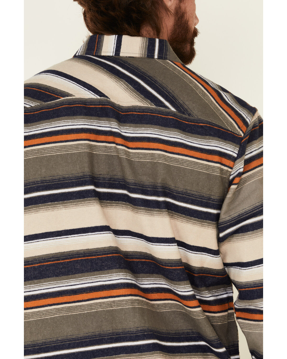 Image #5 - North River Men's Oatmeal Lake Striped Long Sleeve Western Flannel Shirt, Oatmeal, hi-res