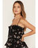 Image #2 - Wild Moss Women's Floral Print Sleeveless Hanky Hem Cami, Black, hi-res