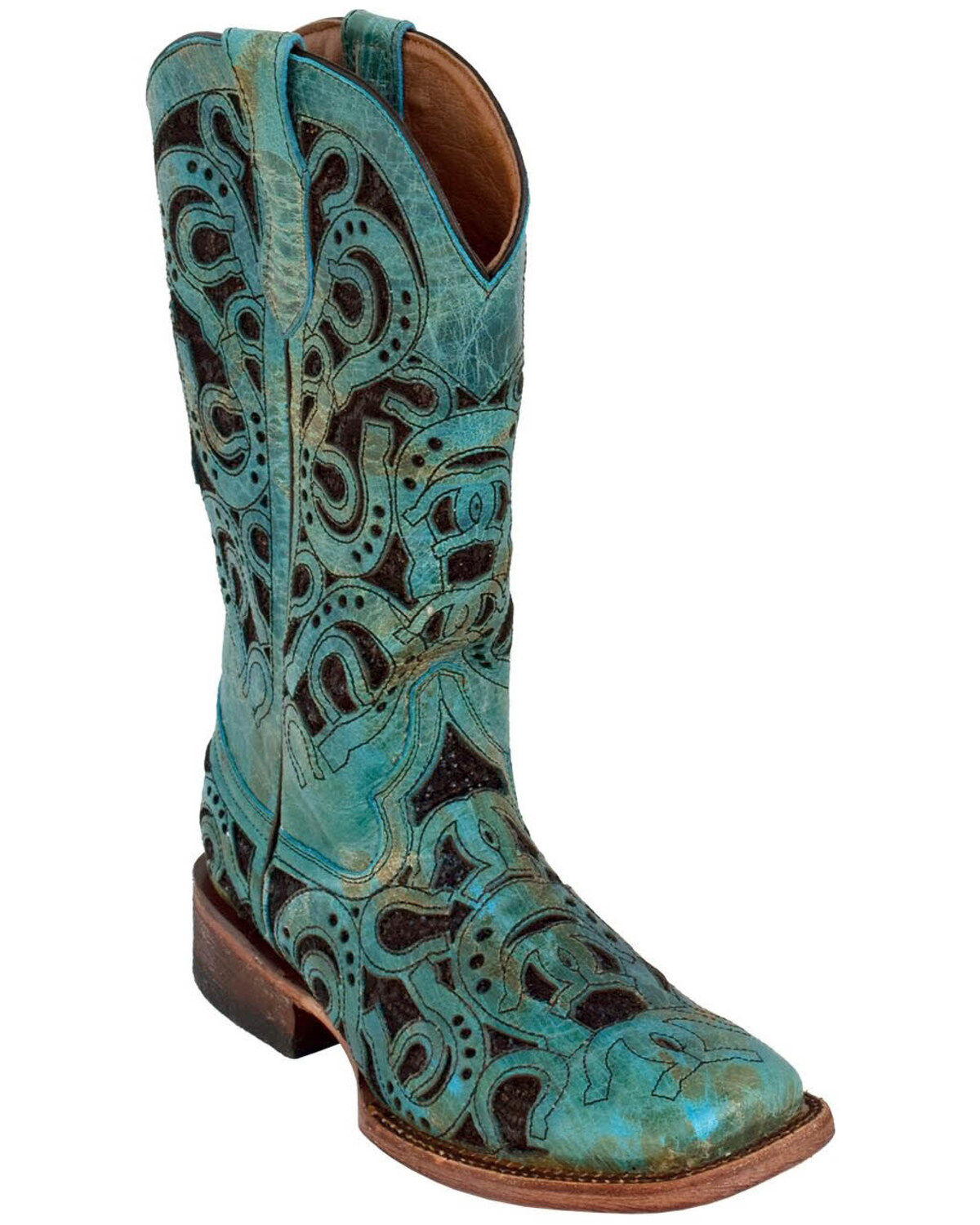 Image #1 - Ferrini Women's Horseshoe Western Boots - Broad Square Toe, , hi-res