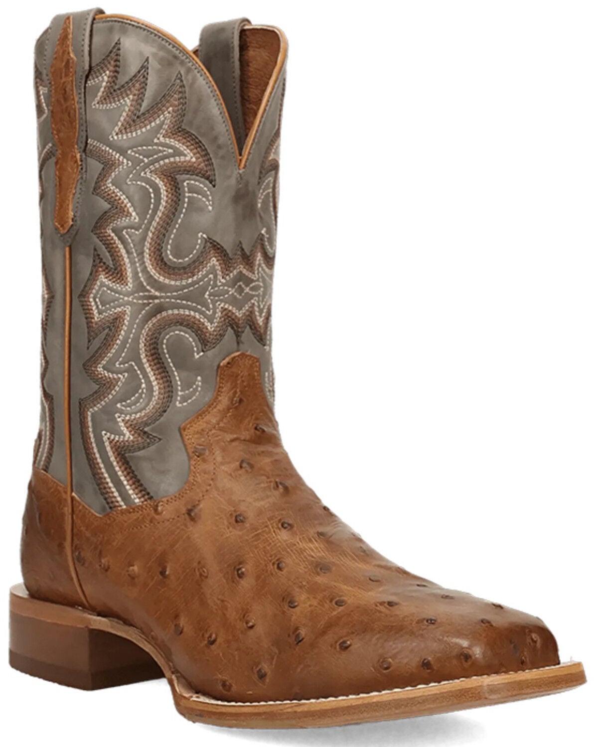 Dan Post Men's Drayden Exotic Full Quill Ostrich Western Boots - Broad Square Toe, Heather Brown, hi-res