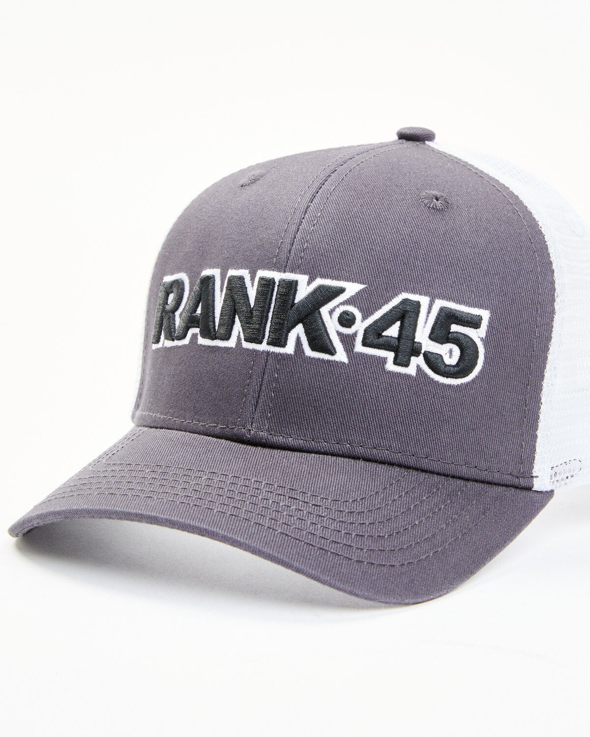 RANK 45&reg; Men's Embroidered Logo Mesh-Back Ball Cap, Grey, hi-res