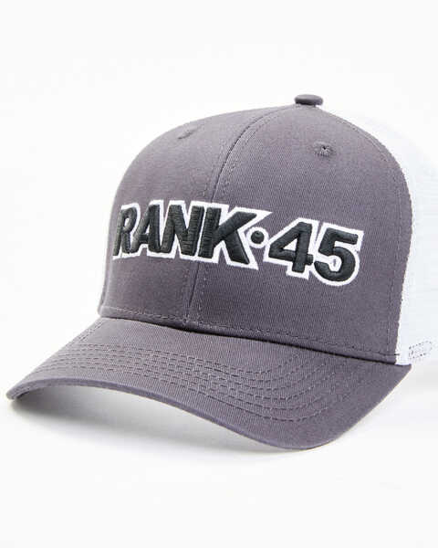 Rank 45 Men's Grey Embroidered Logo Mesh-Back Ball Cap , Grey, hi-res