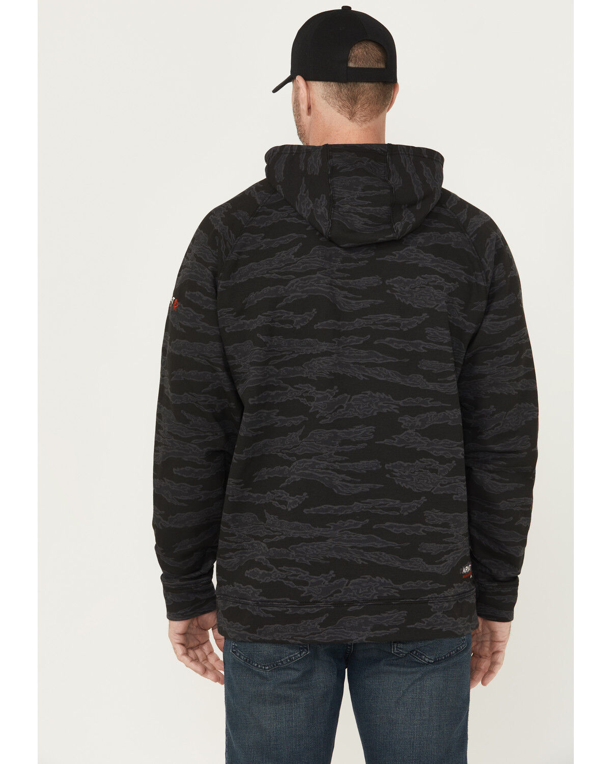 Image #4 - Ariat Men's FR Durastretch Smoke Hooded Sweatshirt, Black, hi-res