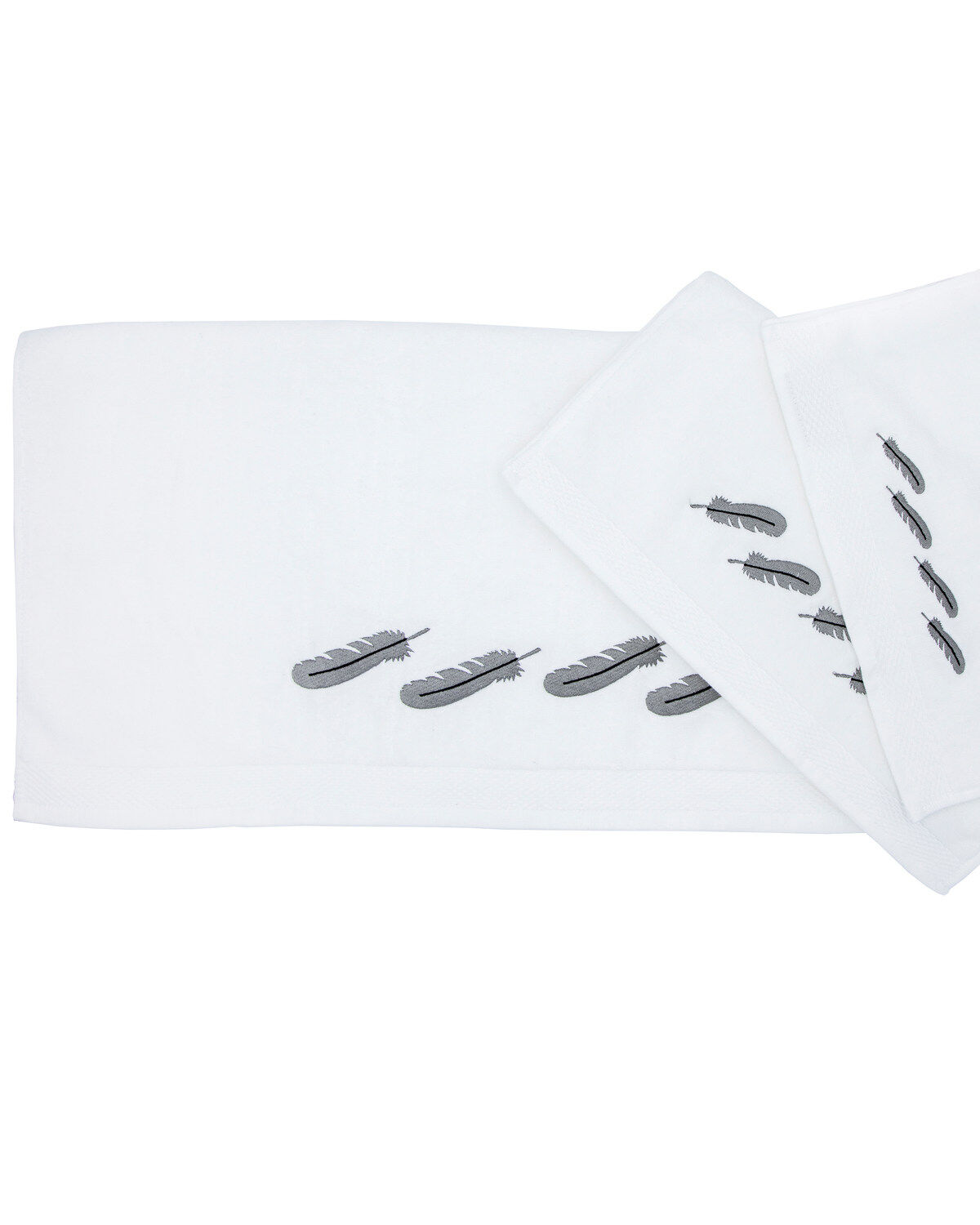 Image #1 - HiEnd Accents Feather Embroidered Towel Set - 3 Piece, Multi, hi-res