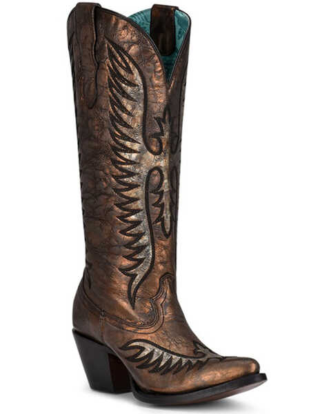 Corral Women's Embroidery Western Boots - Medium Toe, Bronze, hi-res