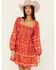 Image #2 - Free People Women's Border Endless Afternoon Long Sleeves Mini Dress, Red, hi-res