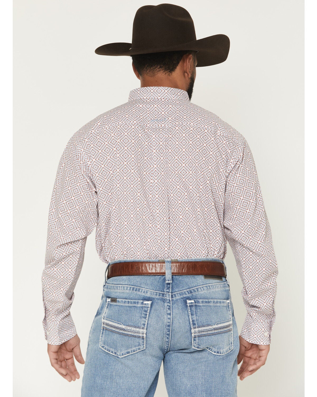Image #4 - Ariat Men's Tiernan Geo Print Long Sleeve Button-Down Western Shirt, White, hi-res