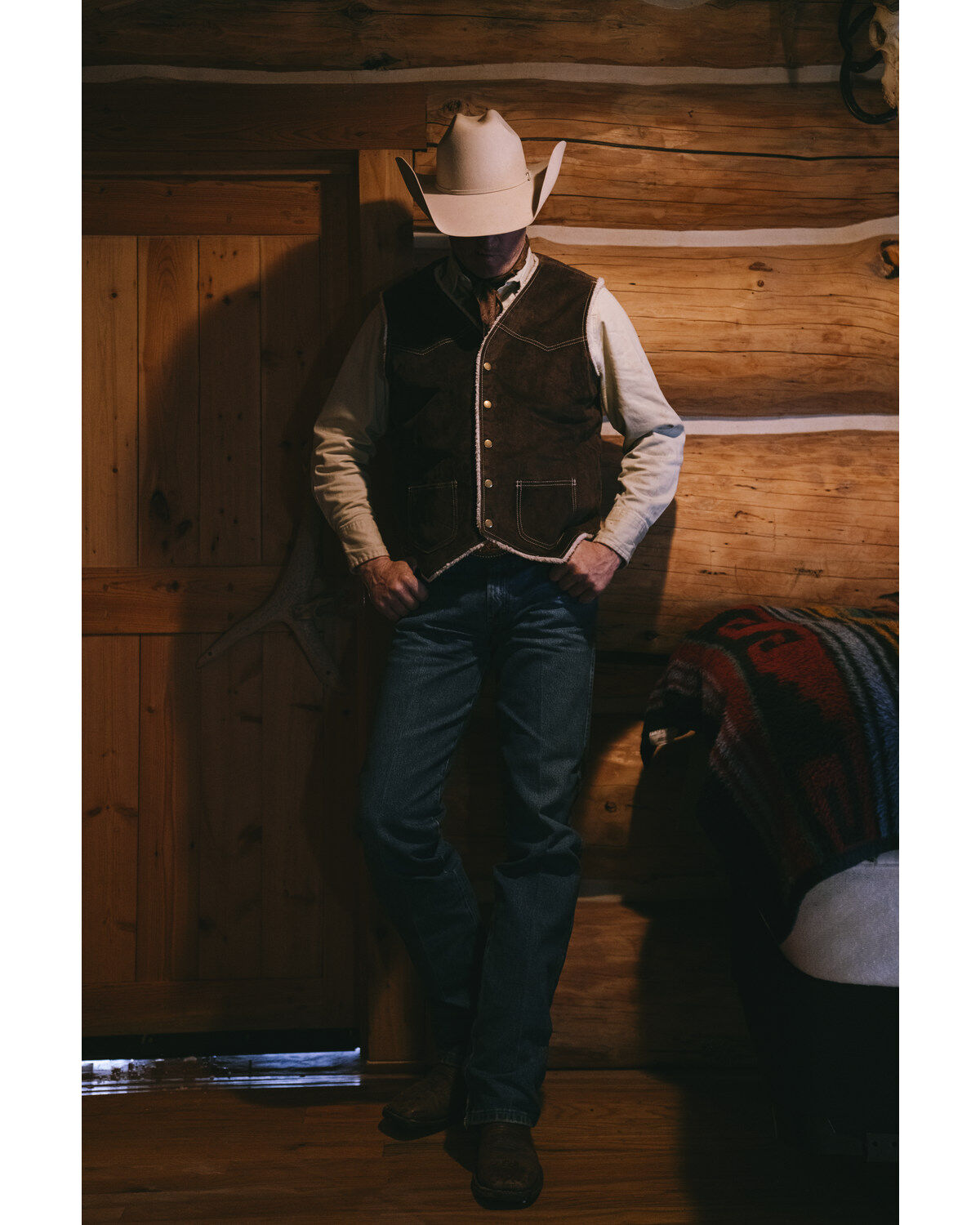 Scully Boar Suede Leather Vest, Brown, hi-res