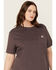 Image #2 - Carhartt Women's Heavyweight Pocket Short Sleeve Work Tee - Plus, Purple, hi-res