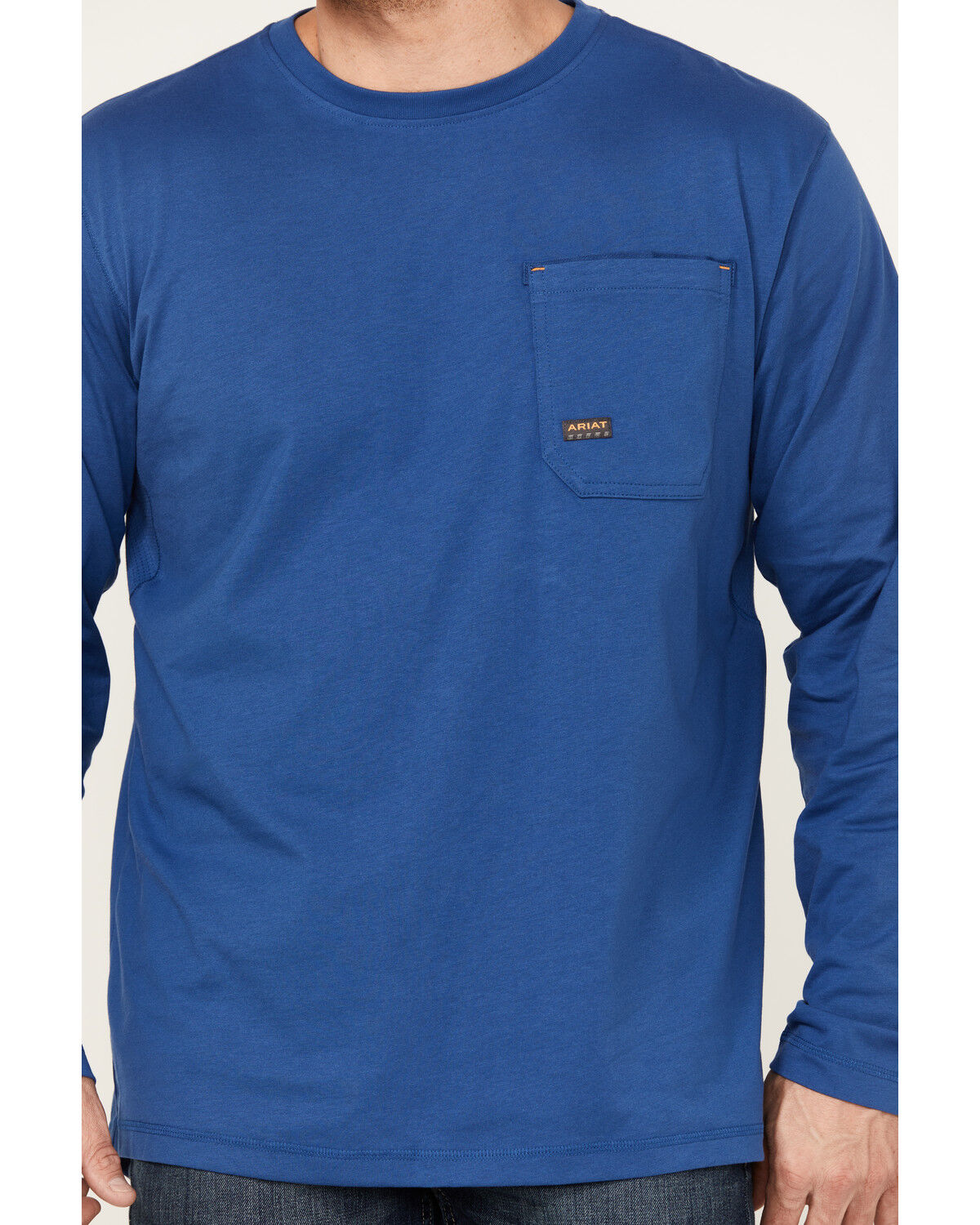 Image #2 - Ariat Men's Rebar Workman Chrome Moto Eagle Long Sleeve T-Shirt, Blue, hi-res