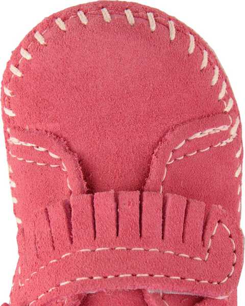 Minnetonka Infant Girls' Fringe with Hook and Loop Closure Booties, Hot Pink, hi-res