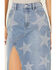 Image #2 - Vibrant Denim Women's Rhinestone Star Medium Wash Mid Length Denim Skirt, , hi-res