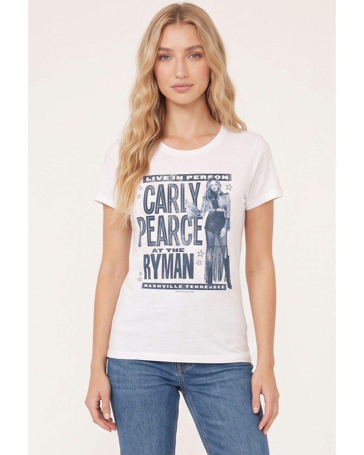 Image #1 - Americana Women's Carly Pearce Live at the Ryman Poster Short Sleeve Graphic Tee, White, hi-res