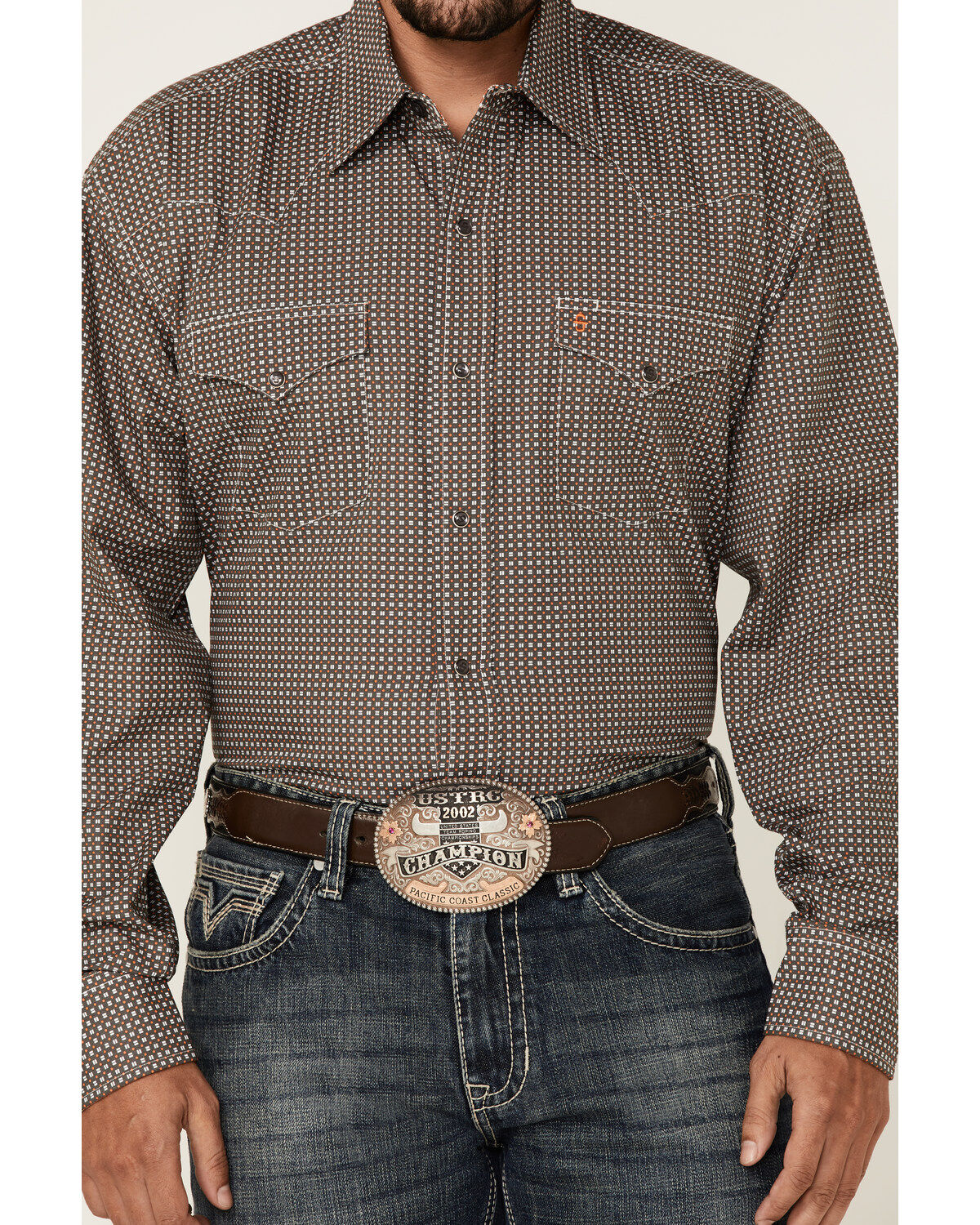 Image #3 - Stetson Men's Dash & Dot Geo Print Long Sleeve Button Down Western Shirt, Grey, hi-res