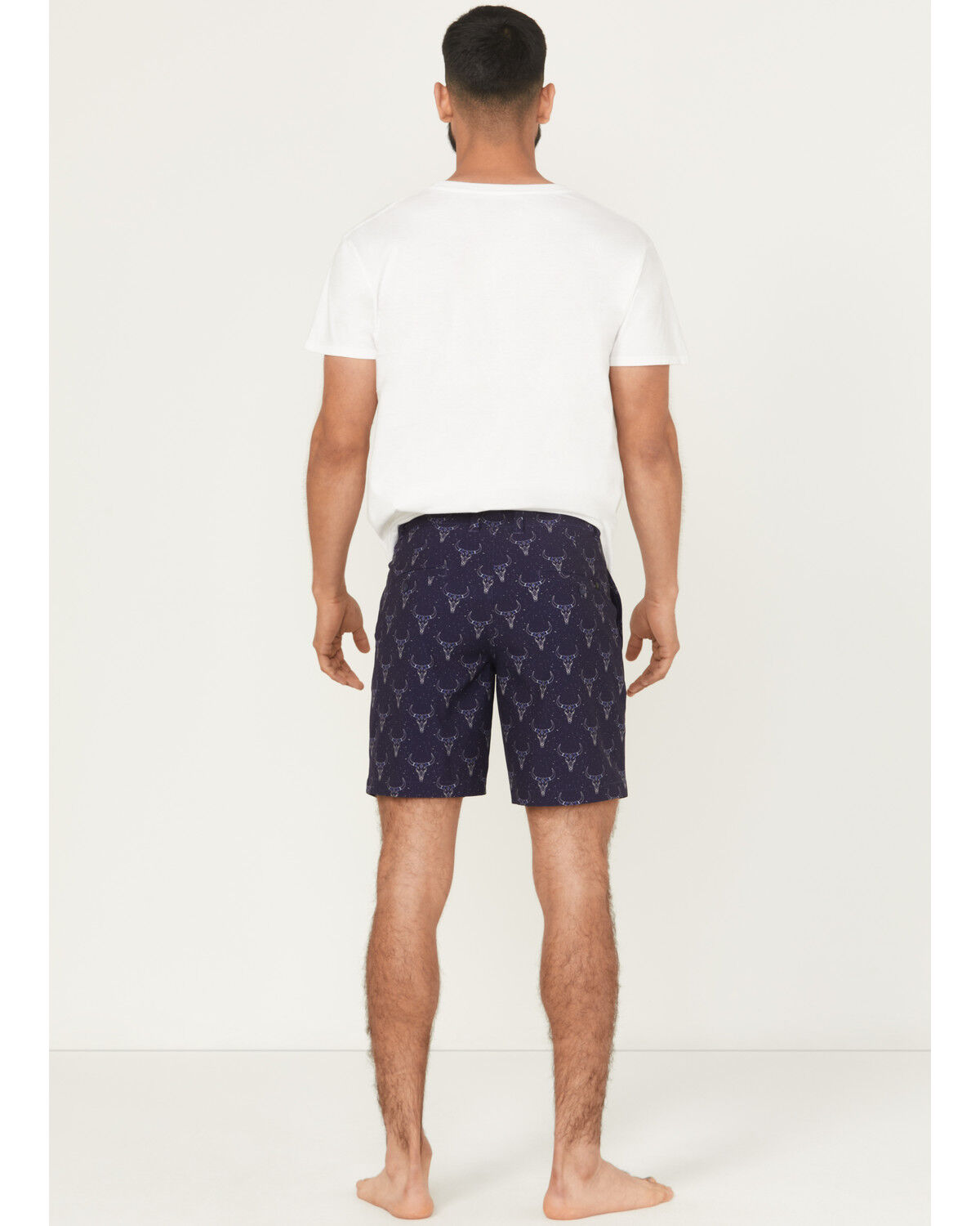 Image #3 - Rock & Roll Denim Men's Longhorn Print Stretch Chino Shorts, Navy, hi-res