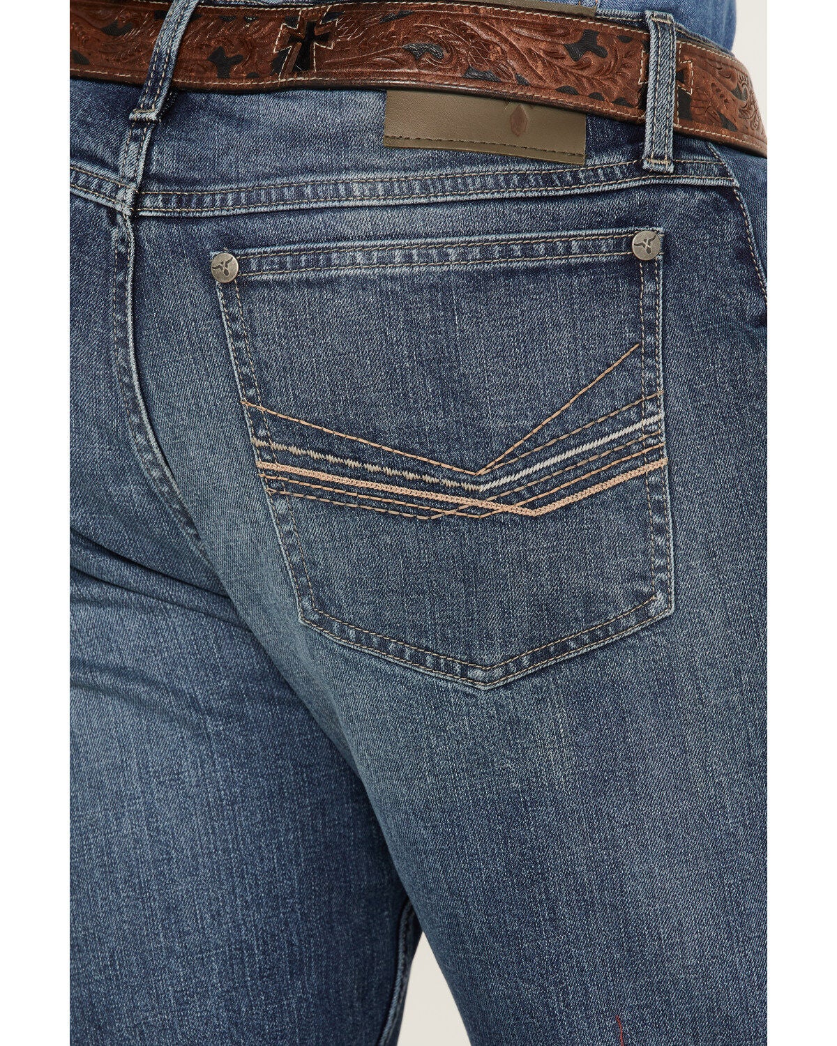 Image #3 - Wrangler 20X Men's 42MWX Cowboy Gardens Medium / Dark Wash Vintage Bootcut Stretch Denim Jeans - Long, , hi-res