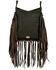 American West Women's Pony Hair-On Studded Fringe Crossbody, Chocolate, hi-res