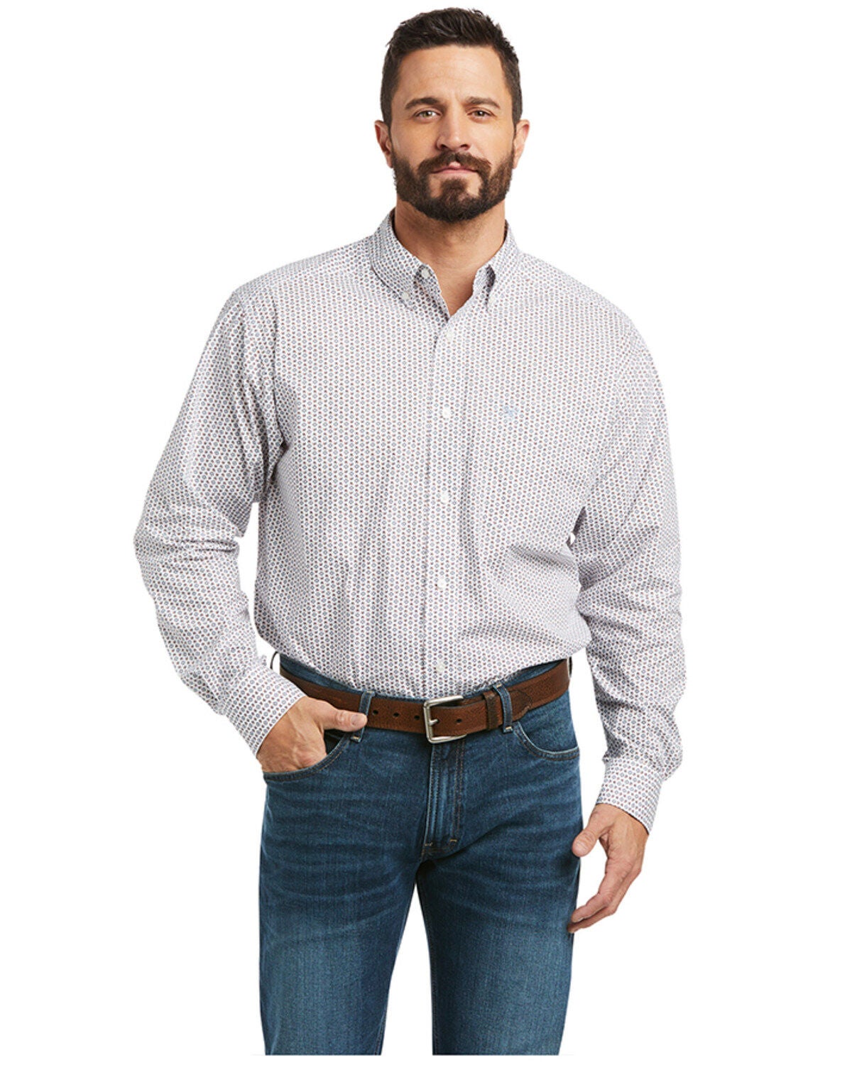 Image #1 - Ariat Men's Jollybrook Southwestern Geo Print Long Sleeve Western Shirt, , hi-res