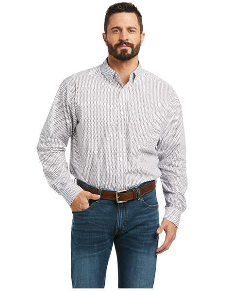 Ariat Men's Jollybrook Southwestern Geo Print Long Sleeve Western Shirt , White, hi-res