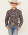 Image #1 - Cinch Boys' Paisley Print Long Sleeve Button-Down Western Shirt, Purple, hi-res