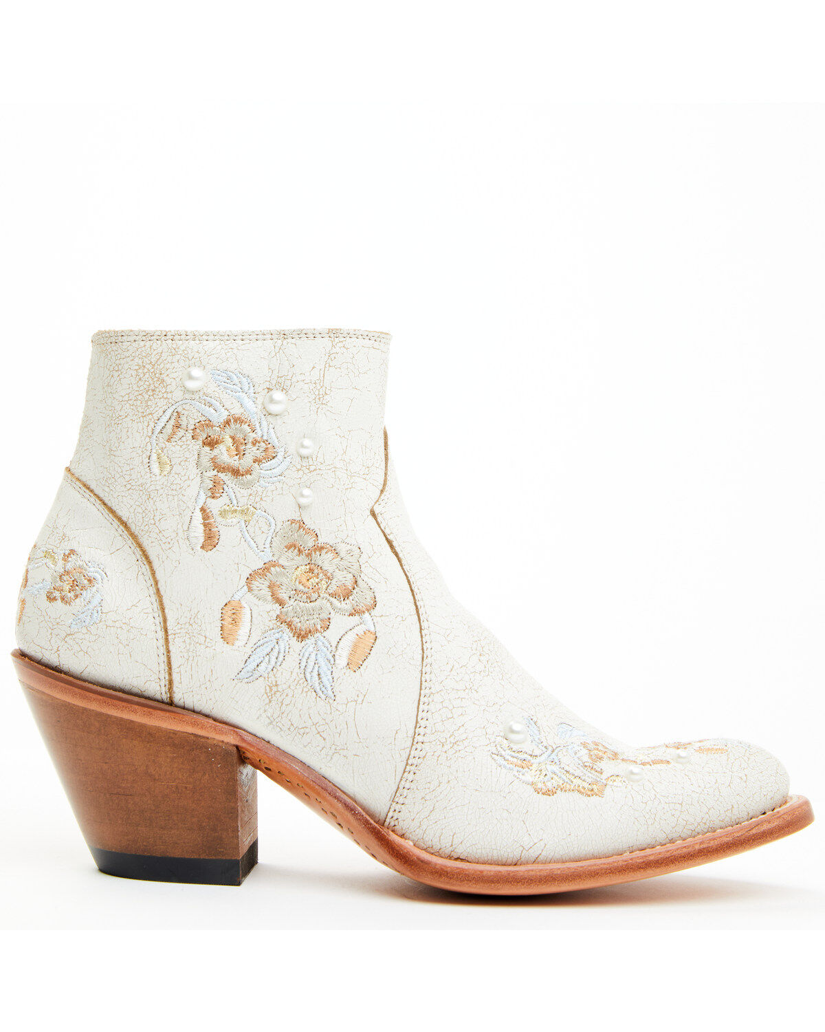 Image #2 - Shyanne Women's Carine Crackadela Floral Western Fashion Booties - Round Toe, White, hi-res