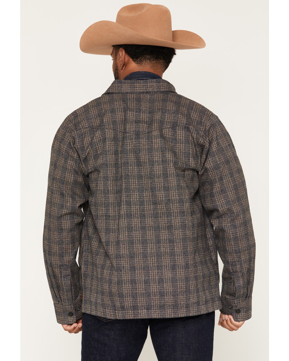Image #4 - Ariat Men's Menswear Plaid Print Snap Shirt Jacket, Grey, hi-res