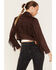 Shyanne Women's Fringe Faux Suede Jacket, Chocolate, hi-res