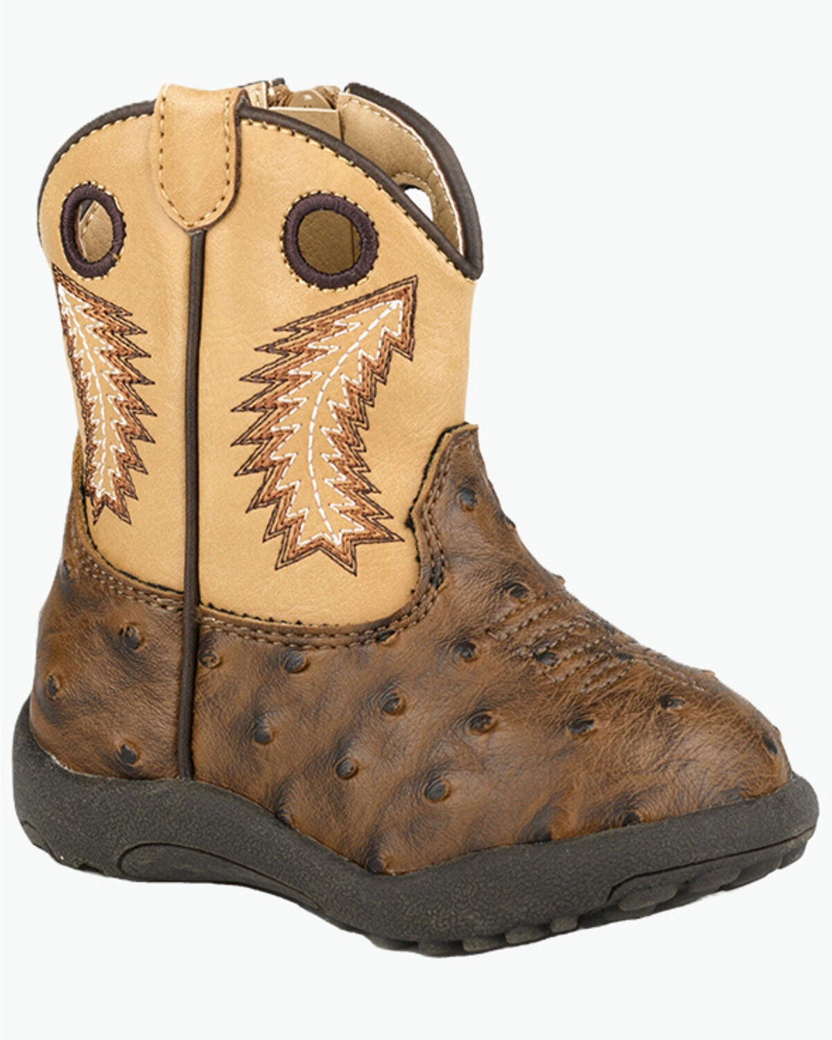 Image #1 - Roper Infant Boys' Cowbabies Walker Bumps Western Boots - Round Toe, Brown, hi-res