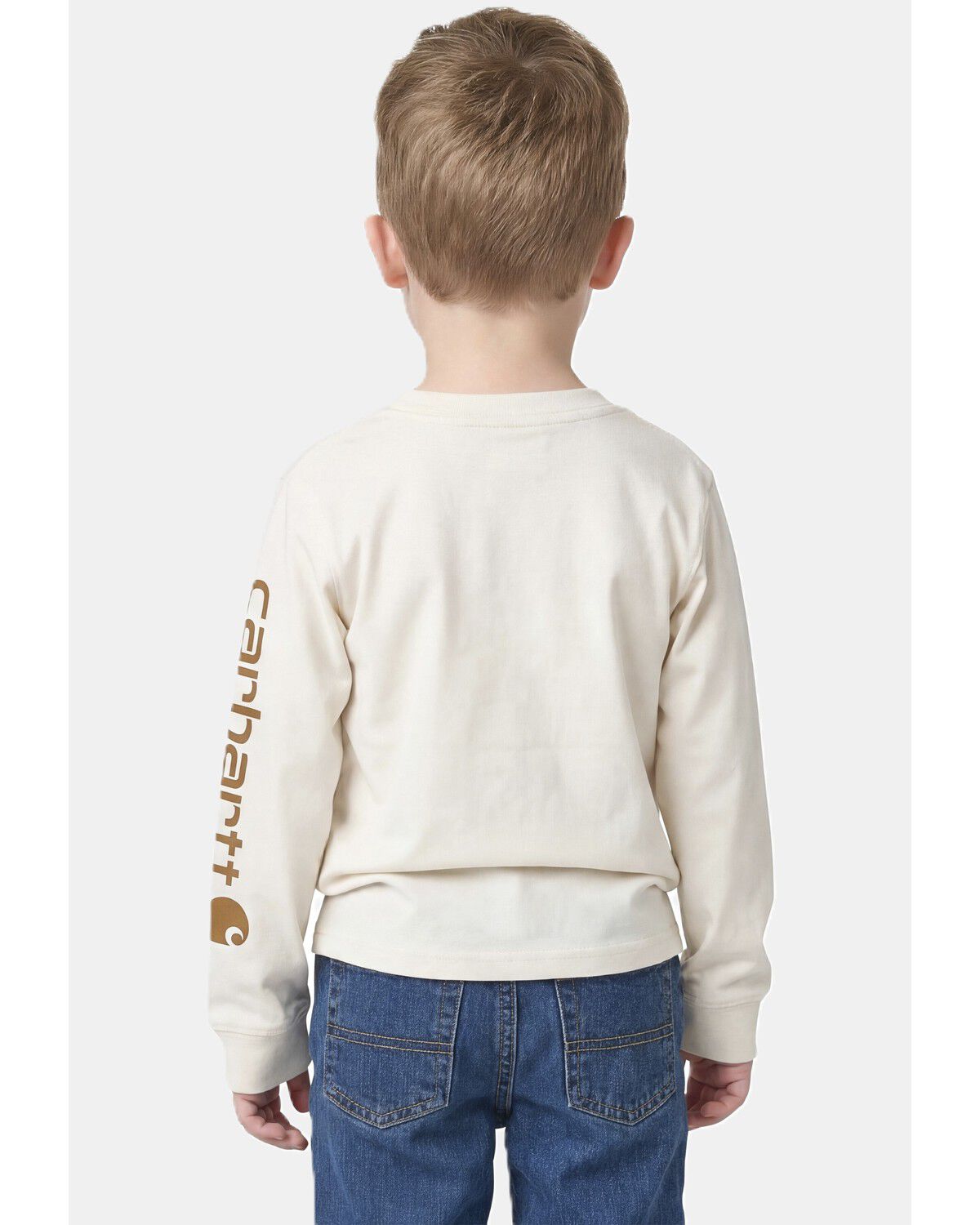 Image #4 - Carhartt Toddler Boys' Pocket Logo Long Sleeve T-Shirt, Cream, hi-res