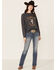 Paramount Network's Yellowstone Women's Charcoal Mineral Wash Steerhead Graphic Raglan Sweatshirt, Charcoal, hi-res