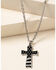 Cody James Men's Stainless Flag Cross, Silver, hi-res