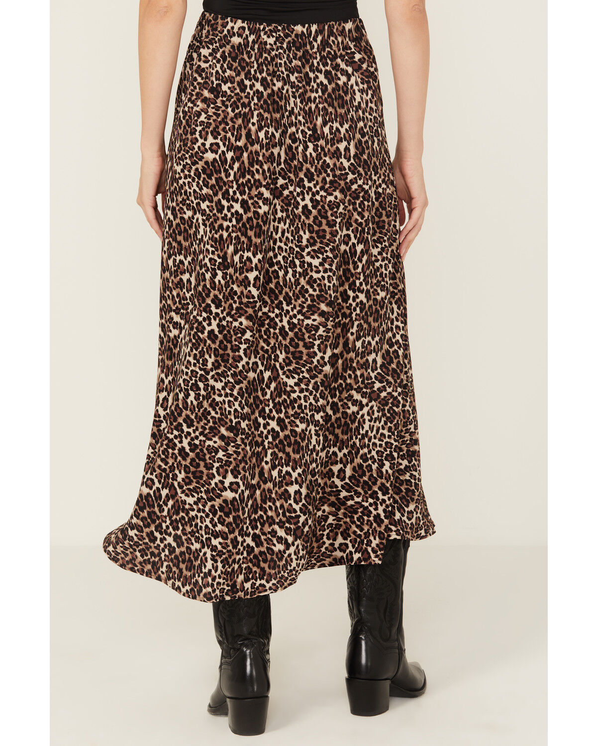 Image #4 - Originality Women's Leopard Print Midi Skirt, Taupe, hi-res