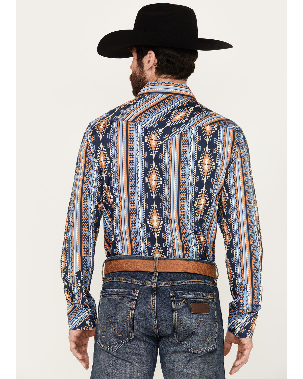 Image #4 - Rock & Roll Denim Men's Southwestern Print Long Sleeve Stretch Western Snap Shirt, , hi-res